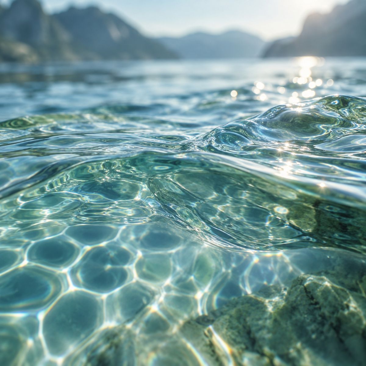 Klares Wasser mit nat&uuml;rlichen Lichtreflexen